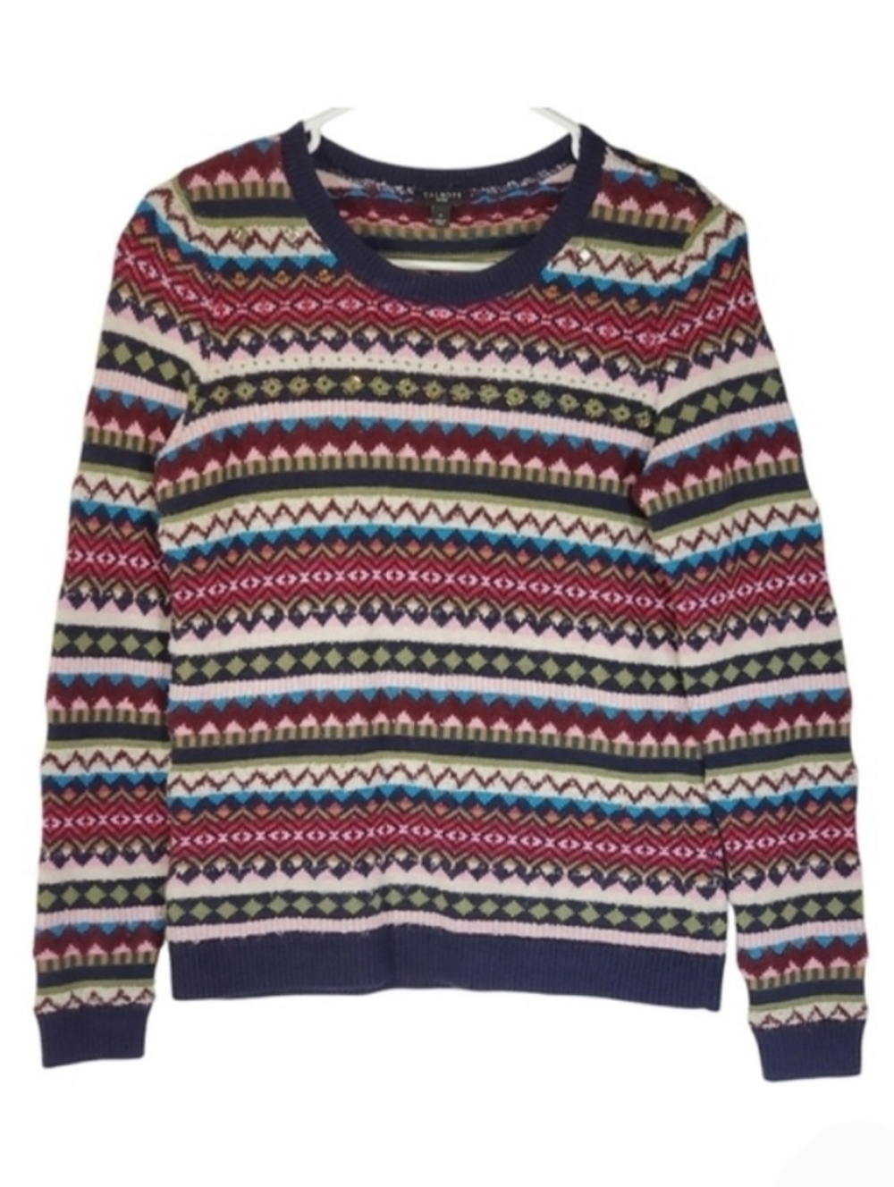 7313 * Talbots Petites Nordic Fair Isle Pullover Sweater Size P